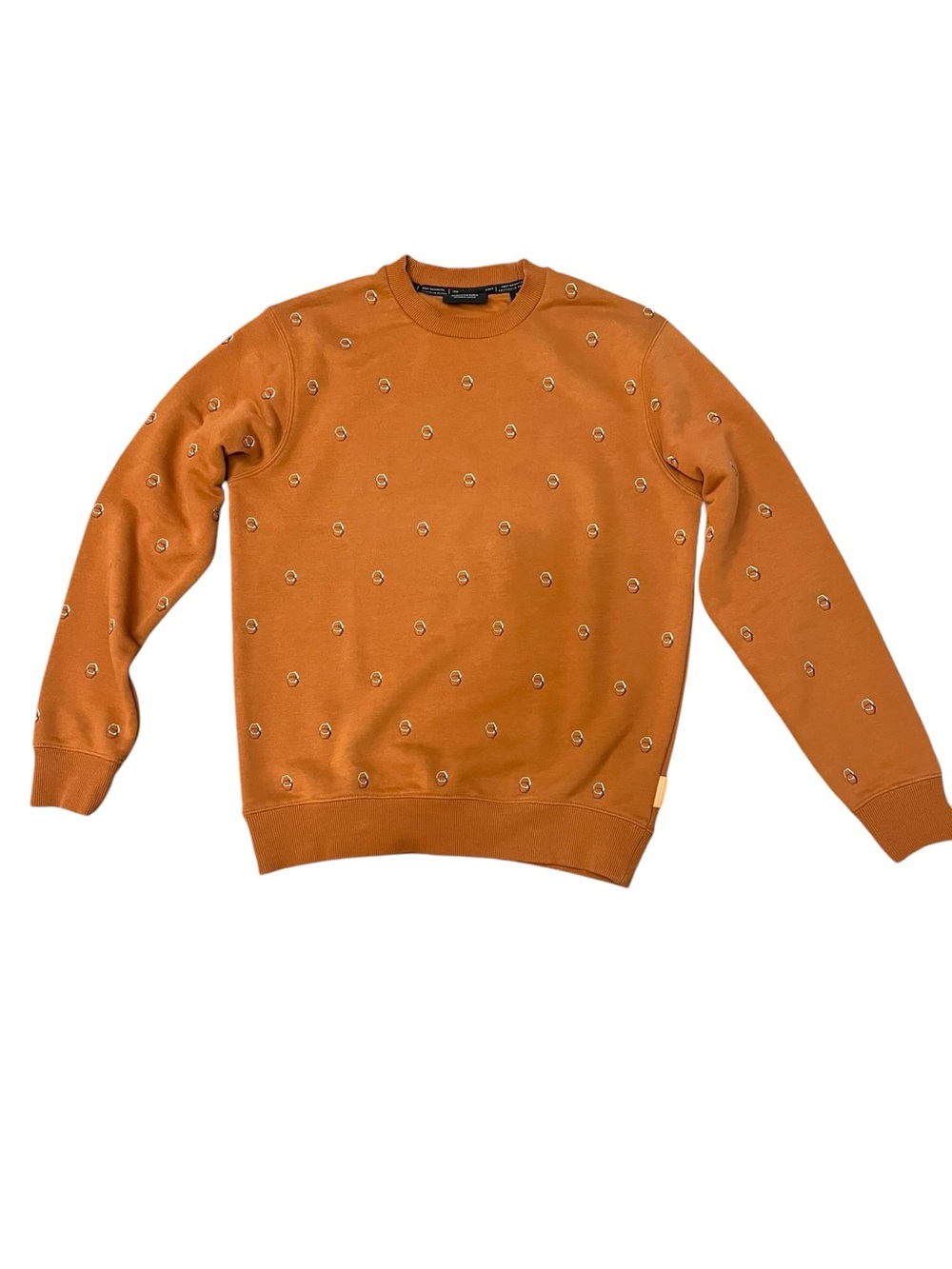 Scotch & Soda Men's Crewneck Sweater in Rust with Embroidered Dot Motif size S - Picture 3 of 9